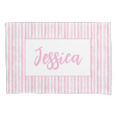 Little Girls Pink Watercolor Stripes Kussensloop (Voorkant)