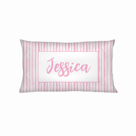 Little Girls Pink Watercolor Stripes Kussensloop