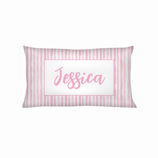 Little Girls Pink Watercolor Stripes Kussensloop