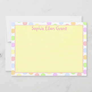 Little Girls Polka Dot Pastel Stationery Notitiekaartje