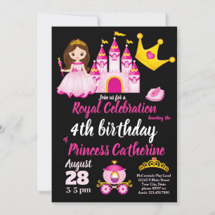 Little Girls Princess Castle Tiara Birthday Party Kaart