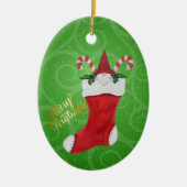 Little Gnome Candy Canes Merry Kerststop Keramisch Ornament (Voorkant)