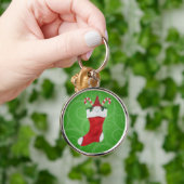 Little Gnome Red Hat White Beard Stocking Green Sleutelhanger (Hand)