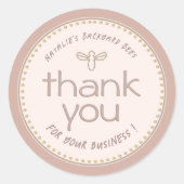 Little Gold Bee Dank u Neutrale Blush Honing Ronde Sticker (Voorkant)