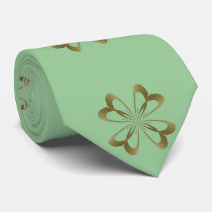 Little Gold Flowers op Mint Stropdas