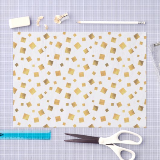 Little Gold Squares on White Elegant Tissuepapier (Craft)