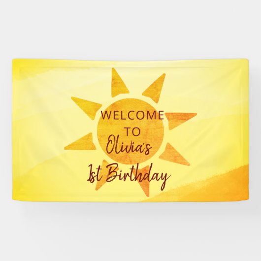 Little Gold Sunshine Boho Birthday Banner (Horizontaal)