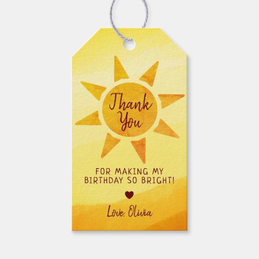 Little Gold Sunshine Boho Birthday Bedankt Cadeaulabel (Voorkant)