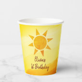 Little Gold Sunshine Boho Birthday Paper Cups Papieren Bekers (Voorkant)