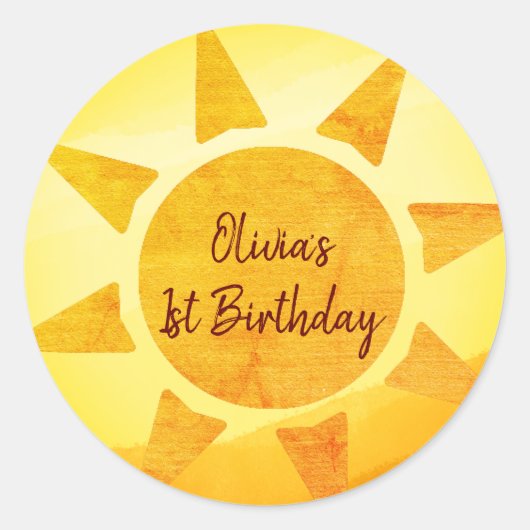 Little Gold Sunshine Boho Birthday Ronde Sticker (Voorkant)