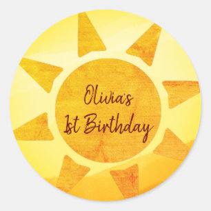 Little Gold Sunshine Boho Birthday Ronde Sticker