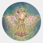 Little Golden Angel Christmas Holiday  Ronde Sticker (Voorkant)