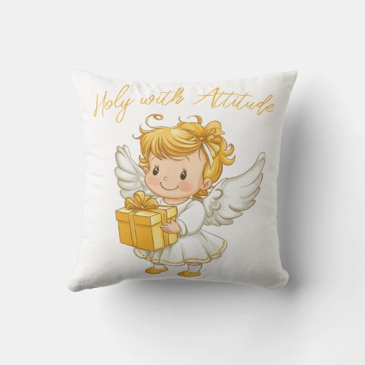 Little golden Angel with Gift  Kussen (Achterkant)