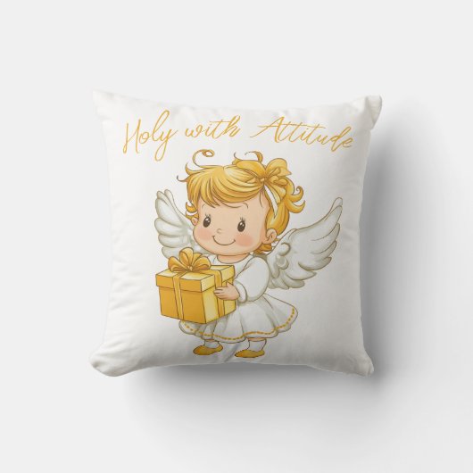 Little golden Angel with Gift Kussen (Voorkant)