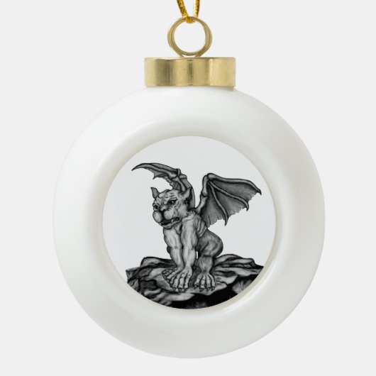 Little Golem Gargoyle Keramische Bal Ornament (Voorkant)