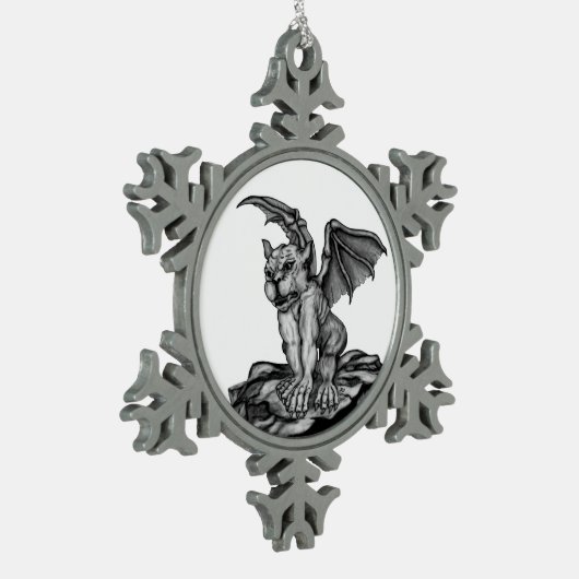 Little Golem Gargoyle Tin Sneeuwvlok Ornament (Links)