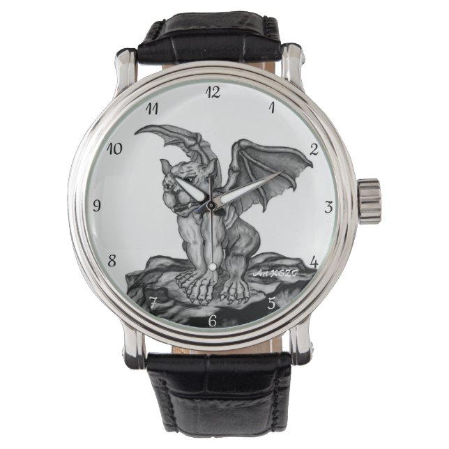 Little Golem Gargoyle, zwart-wit design Horloge (Voorkant)