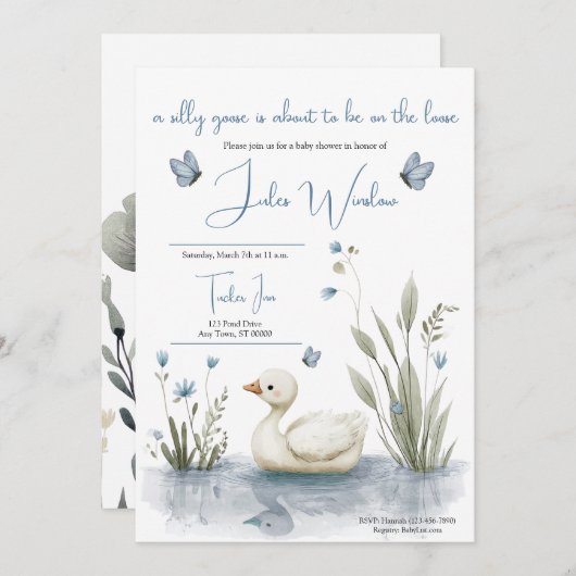 Little Goose Baby Shower Invitation Kaart (Voorkant / Achterkant)