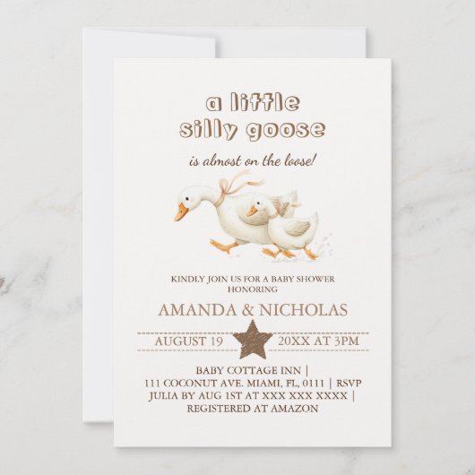 Little Goose Baby Shower Uitnodiging (Voorkant)