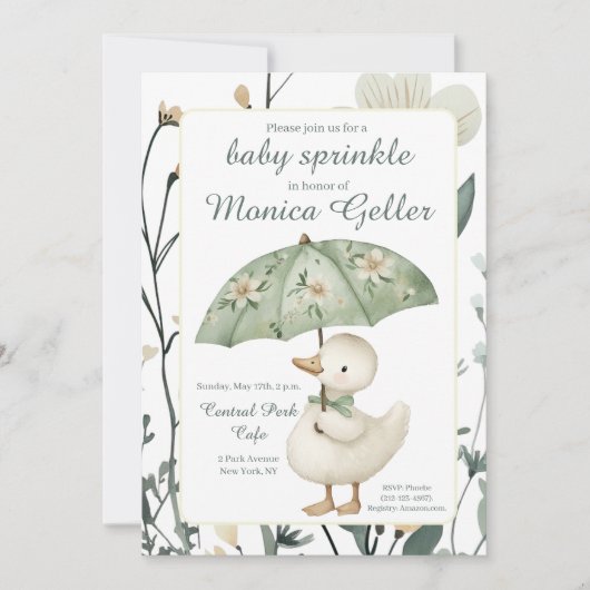 Little Goose Baby Sprinkle Invitation Kaart (Voorkant)