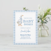 Little Goose Blue Baby shower Kaart (Staand voorkant)