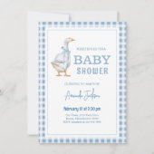 Little Goose Blue Baby shower Kaart (Voorkant)