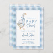Little Goose Blue Boy Baby shower Kaart (Voorkant / Achterkant)