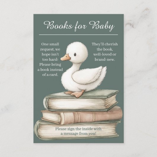 Little Goose Book Request Card | Baby Sprinkle Informatiekaartje (Voorkant)