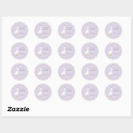 Little Goose Gingham Baby shower Bedankt Ronde Sticker (Vel)