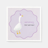 Little Goose Gingham eerste 1e verjaardag Servet (Voorkant)