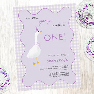 Little Goose Gingham eerste eerste verjaardagsfees Briefkaart