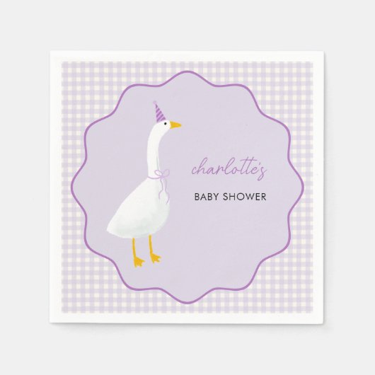 Little Goose Lila Gingham Baby shower Servet (Voorkant)