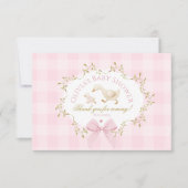Little Goose Pink Bow Baby girl Shower Bedankkaart (Voorkant)