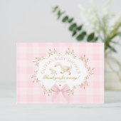 Little Goose Pink Bow Baby girl Shower Bedankkaart (Staand voorkant)