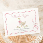 Little Goose Pink Bow Baby meisje Douche Bedankkaart