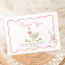 Little Goose Pink Bow Baby meisje Douche Bedankkaart