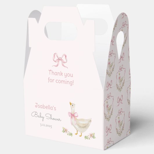 Little Goose Pink Bow lint meisje baby shower Bedankdoosjes (Geopend)
