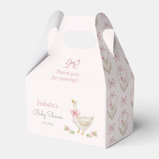 Little Goose Pink Bow lint meisje baby shower Bedankdoosjes (Voorkant Zijde)