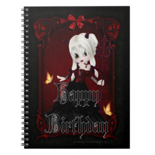 Little Gothic Devil Girl Happy Birthday Note Book Notitieboek