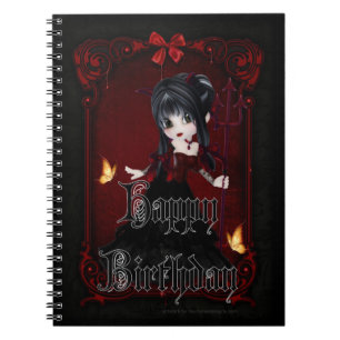 Little Gothic Devil Girl Happy Birthday Note Book Notitieboek