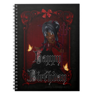 Little Gothic Devil Girl Happy Birthday Note Book  Notitieboek