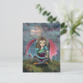 Little Gothic Fairy and Dragon Fantasy Art Briefkaart (Staand voorkant)