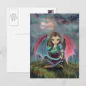Little Gothic Fairy and Dragon Fantasy Art Briefkaart (Voorkant / Achterkant)
