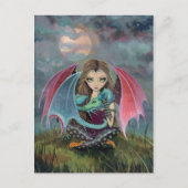 Little Gothic Fairy and Dragon Fantasy Art Briefkaart (Voorkant)