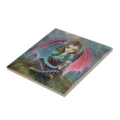 Little Gothic Fairy en Dragon Fantasy Art Tegel Tegeltje (Zijkant)