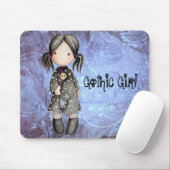 Little Gothic Girl met Skull Mousepad Muismat (Met muis)