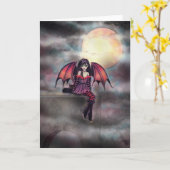 Little Gothic Vampire Fairy Art Fantasy Kaart (Gele Bloem)