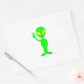 Little Green Alien Ovale Sticker (Envelop)