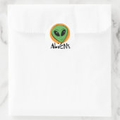 Little Green Alien Ronde Sticker (Tas)