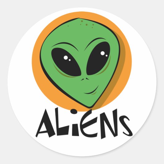 Little Green Alien Ronde Sticker (Voorkant)